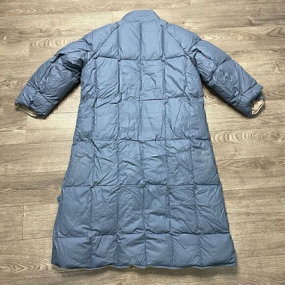 Eddie Bauer Goose Down Winter Jacket Trenchcoat Womens Medium Petite Reversible - Picture 12 of 16